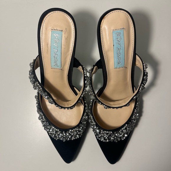 Betsey Johnson Blue Elina Evening Slip On Pumps Mule Heels - Picture 5 of 10